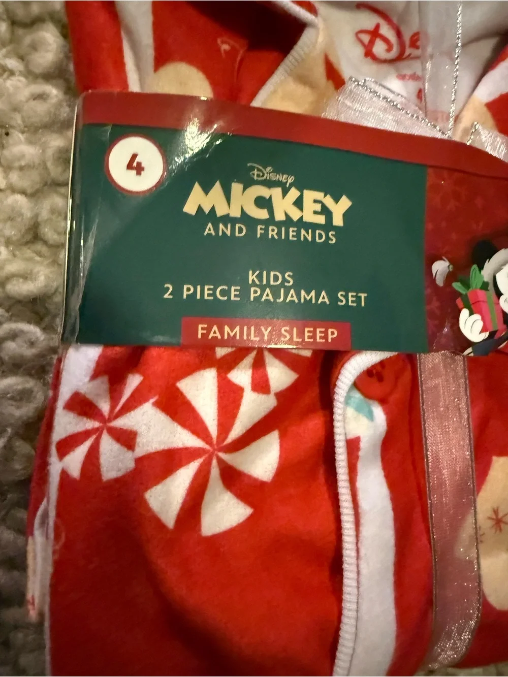 Disney Red Kids size 4 Pajama Set gender neutral mickey mouse nwt